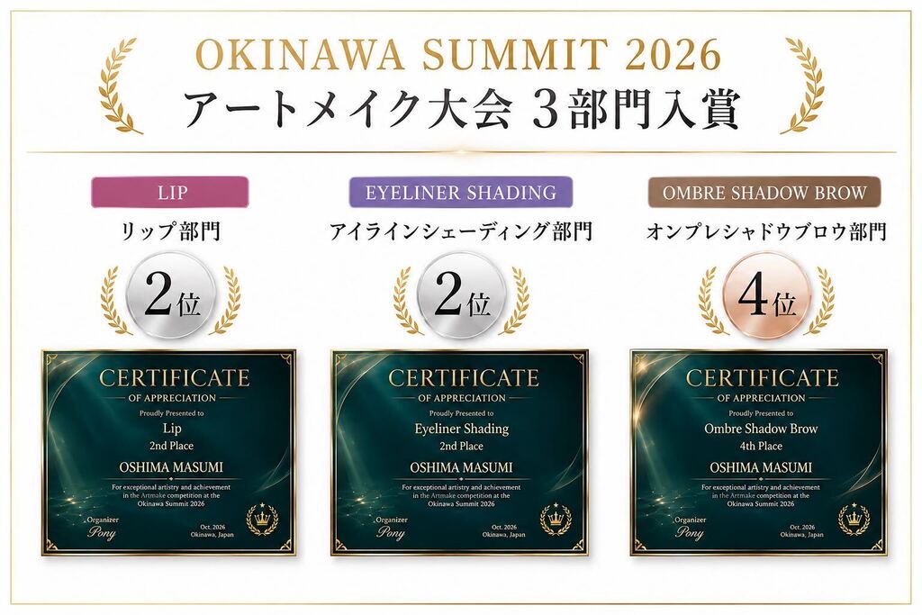 OKINAWA SUMMIT 2026 アートメイク大会3部門入賞一覧
