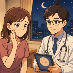 肌に悩む女性