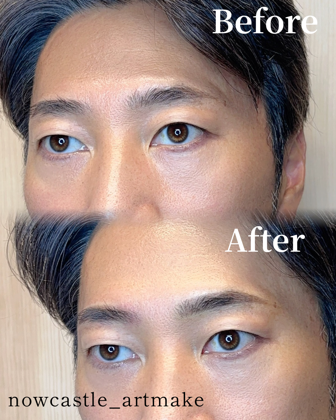 毛並みとパウダーで立体感を整えた40代男性の眉症例